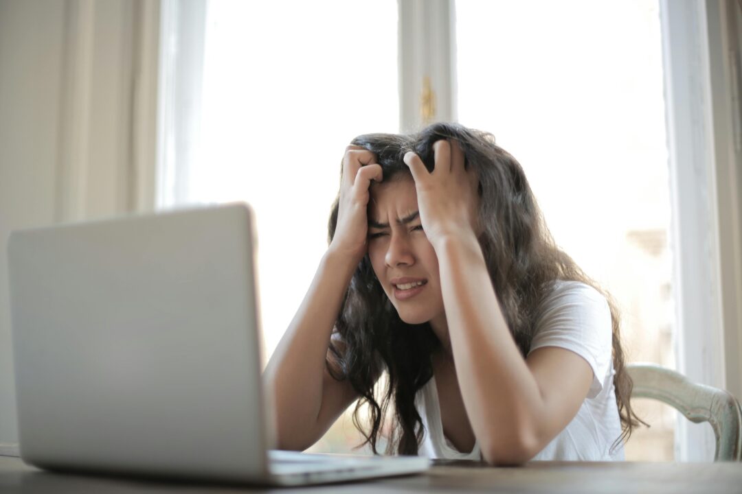 Stressed anxious woman